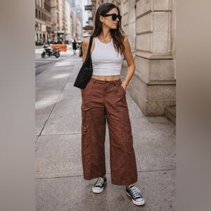 Wild Fable Low Rise Wide Leg Cargo Pant Brown XL Lightweight Gorpcore